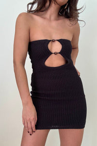 Crochet Knit Cutout Bodycon Mini Dress