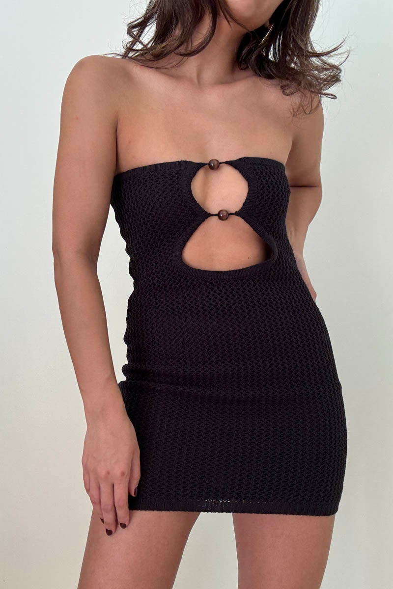 Crochet Knit Cutout Bodycon Mini Dress