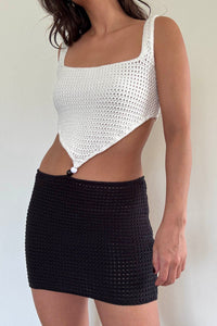 Crochet Knit Waist Cutout Mini Dress