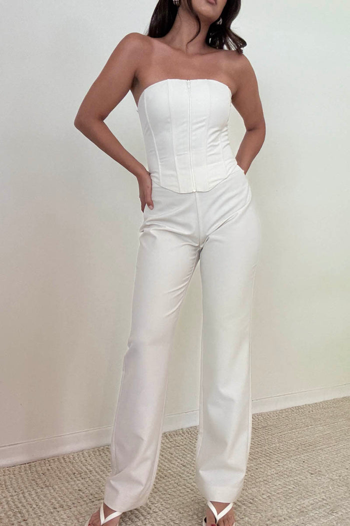 Strapless Corset Straight Leg Jumpsuit