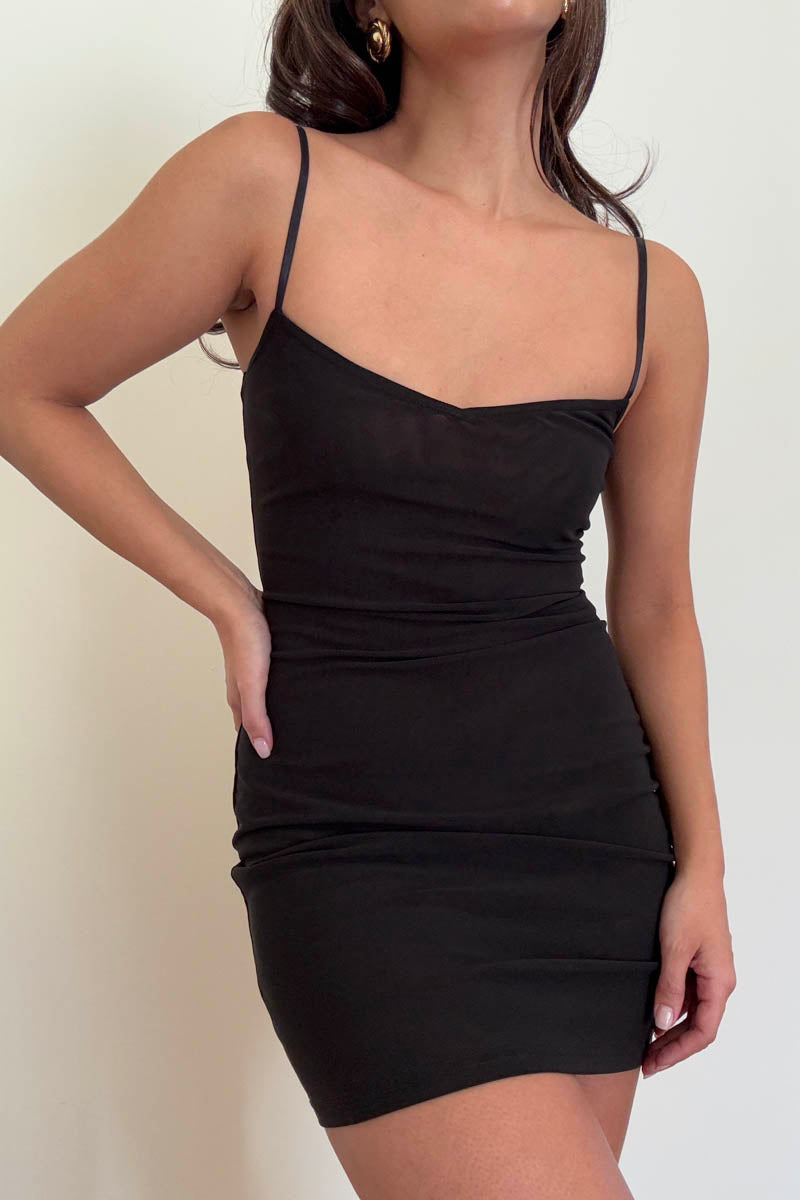 Mesh V-Neck Slip Mini Dress
