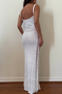 Crochet Knit Sleeveless Bodycon Maxi Dress
