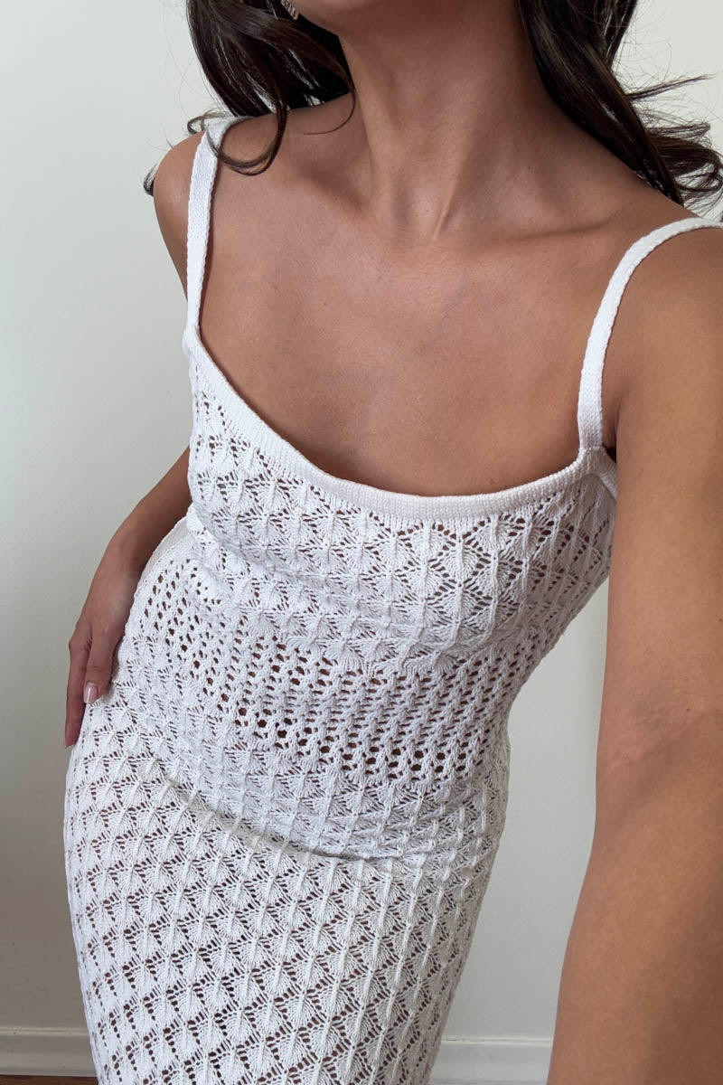 Crochet Knit Bodycon Maxi Dress