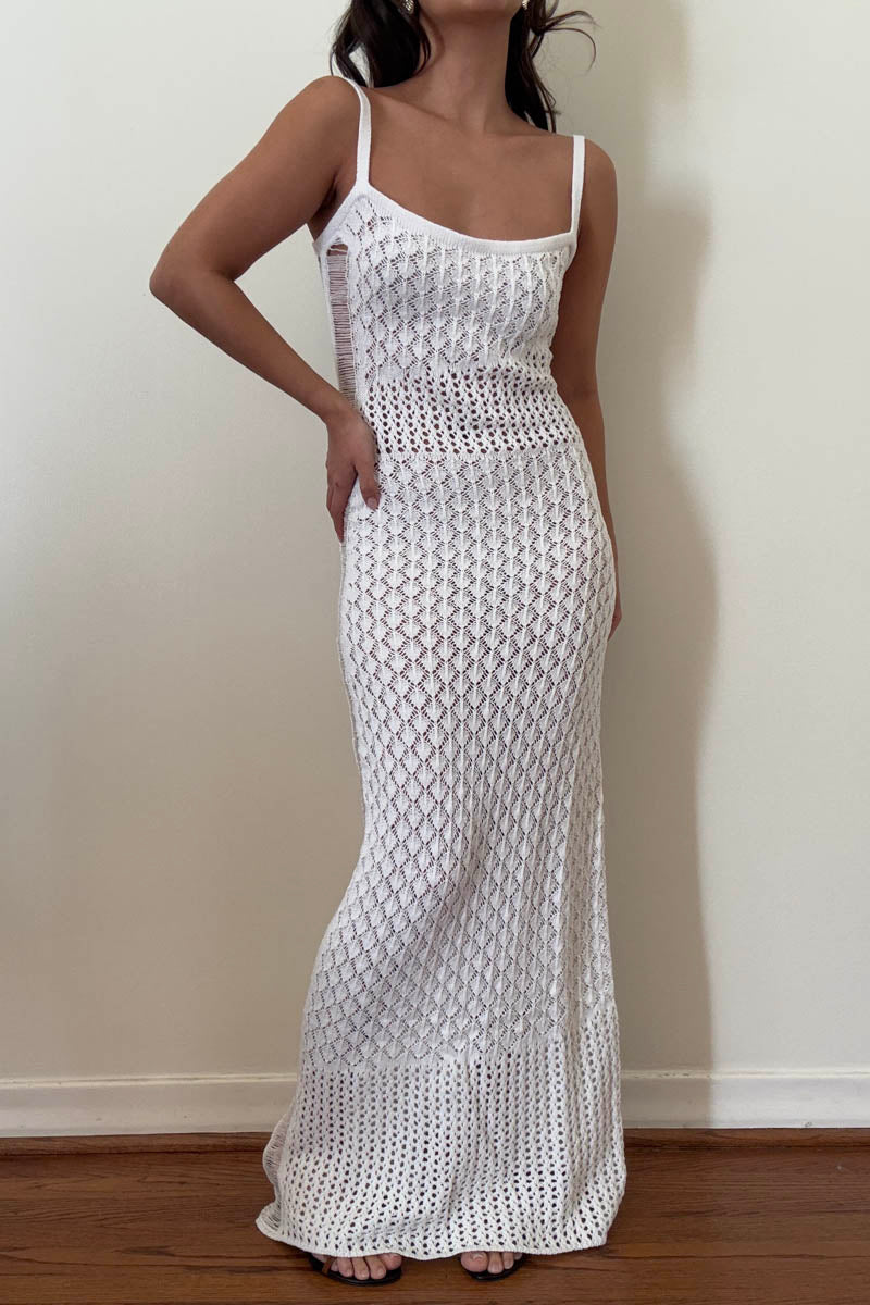 Crochet Knit Sleeveless Bodycon Maxi Dress