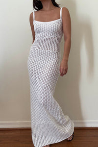 Crochet Knit Sleeveless Bodycon Maxi Dress