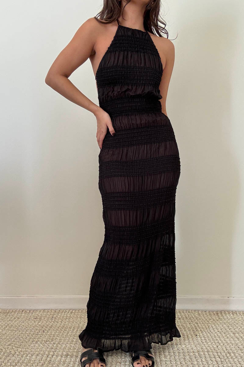 Halter Neck Tiered Maxi Dress