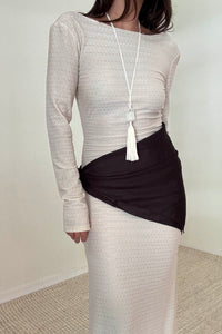 Boat Neck Open Back Maxi Dress
