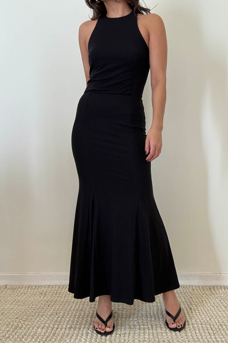 Mesh High Halter Neck Maxi Dress