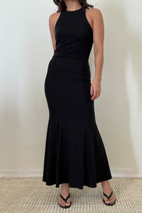 Mesh High Halter Neck Maxi Dress