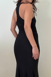 Mesh High Halter Neck Maxi Dress