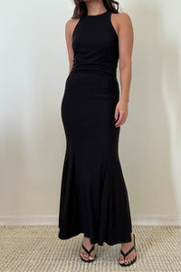 Mesh High Halter Neck Maxi Dress