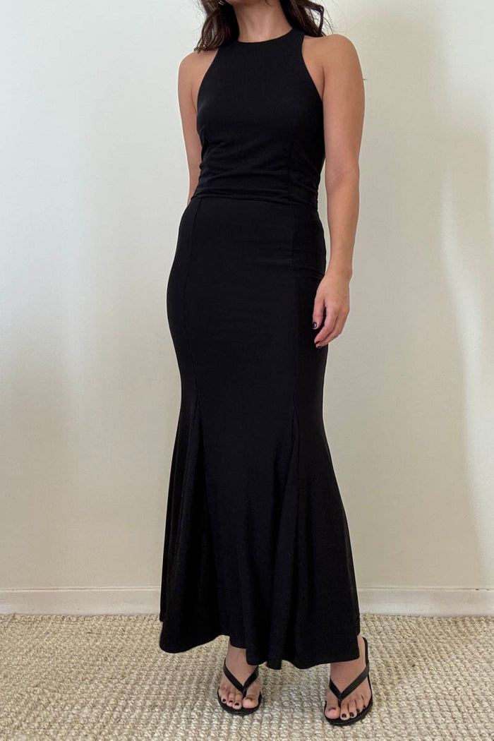 Mesh High Halter Neck Maxi Dress