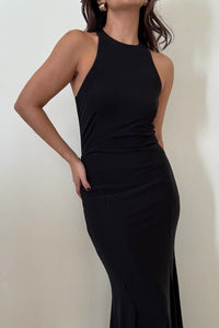 Mesh High Halter Neck Maxi Dress