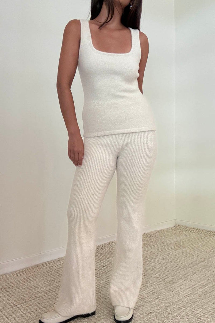 Knit Tank Top Flare Pants Set