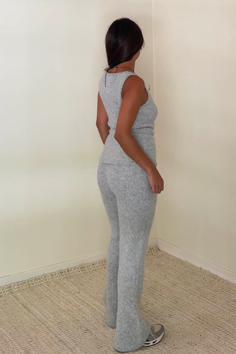 Knit Tank Top Flare Pants Set
