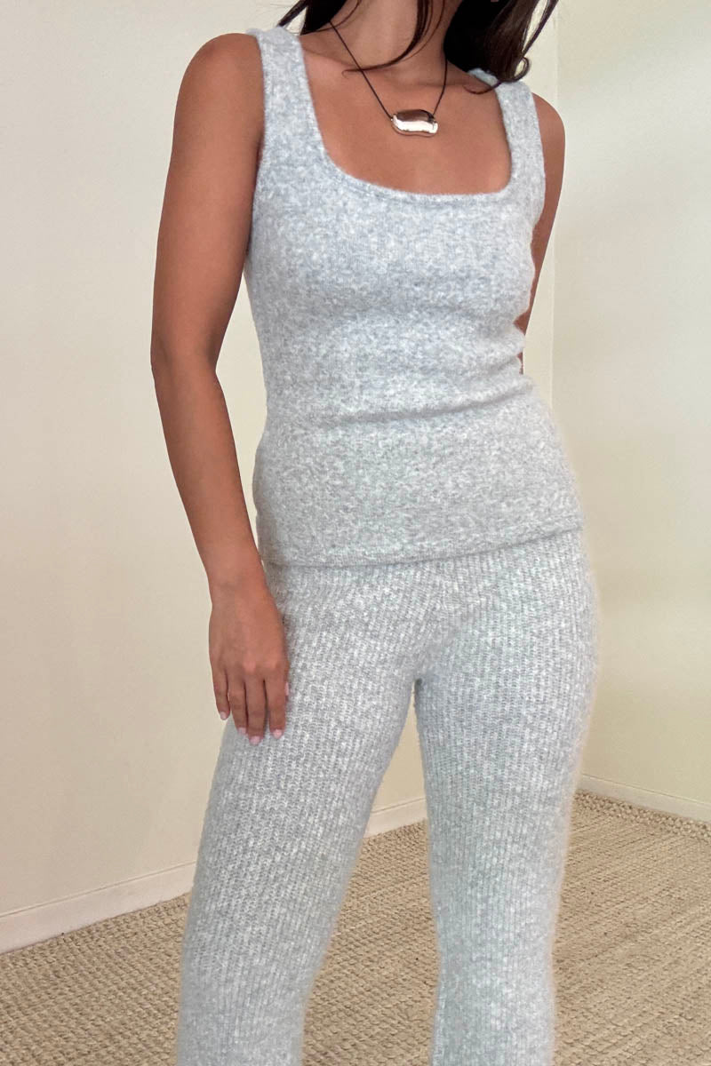 Knit Tank Top Flare Pants Set