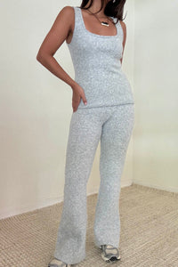 Knit Tank Top Flare Pants Set