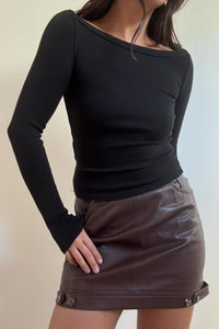 Faux Leather Coated Mini Skirt