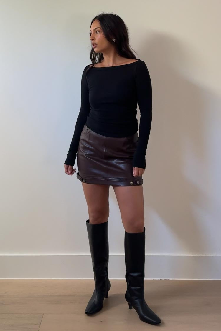 Faux Leather Coated Mini Skirt