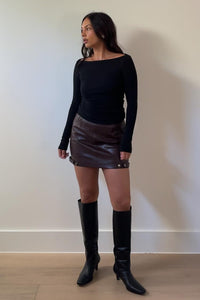 Faux Leather Coated Mini Skirt