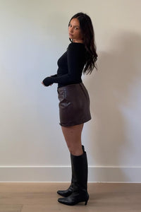 Faux Leather Coated Mini Skirt