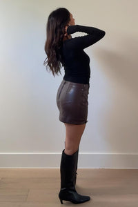 Faux Leather Coated Mini Skirt