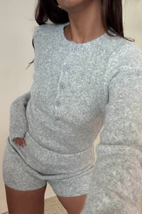 Long Sleeve Bodysuit And Shorts Knit Set