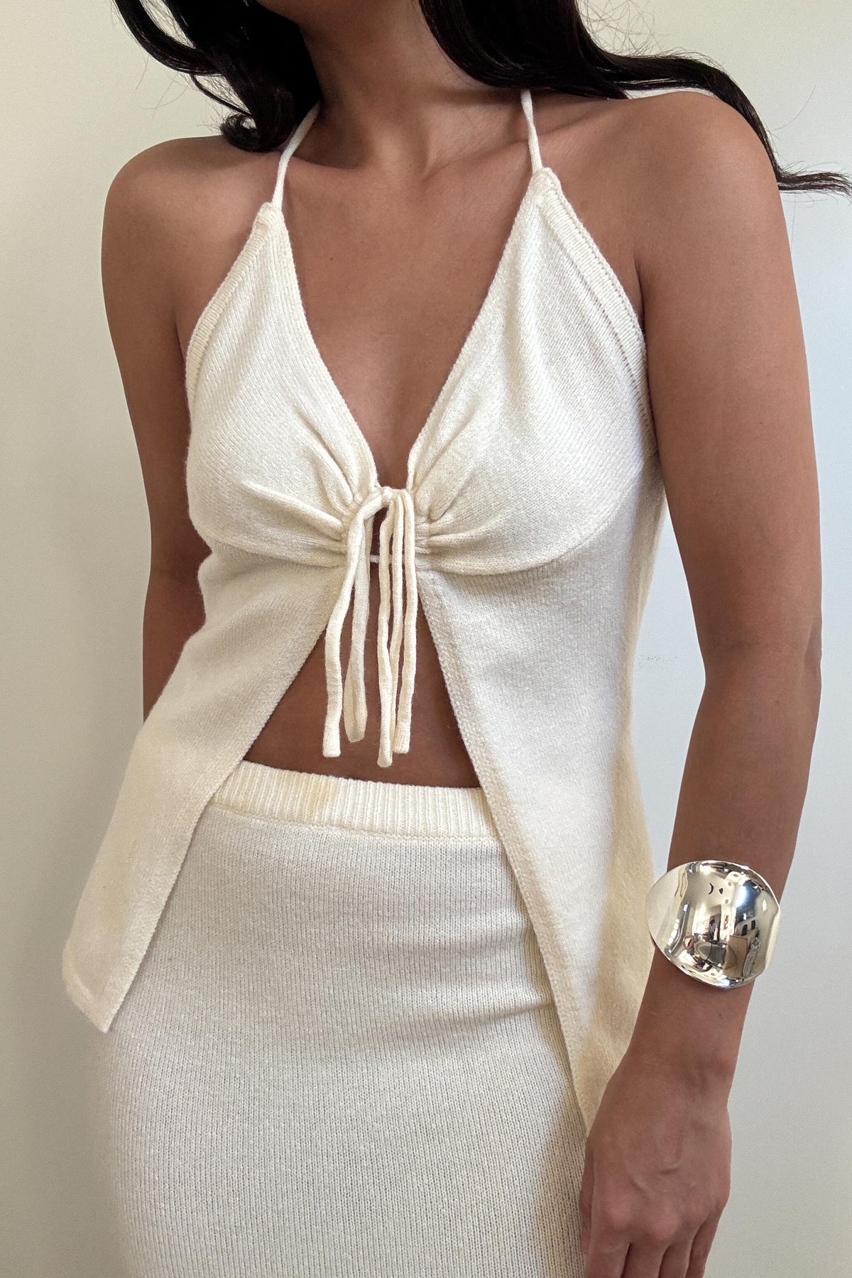 Bust Detail Halter Top Maxi Skirt Set