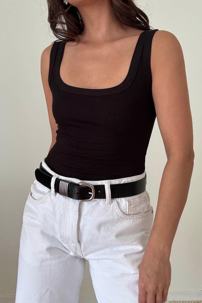 Soft Rib Scoop Neck Tank Bodysuit