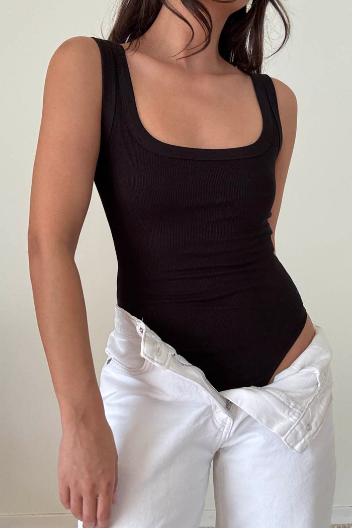 Soft Rib Scoop Neck Tank Bodysuit