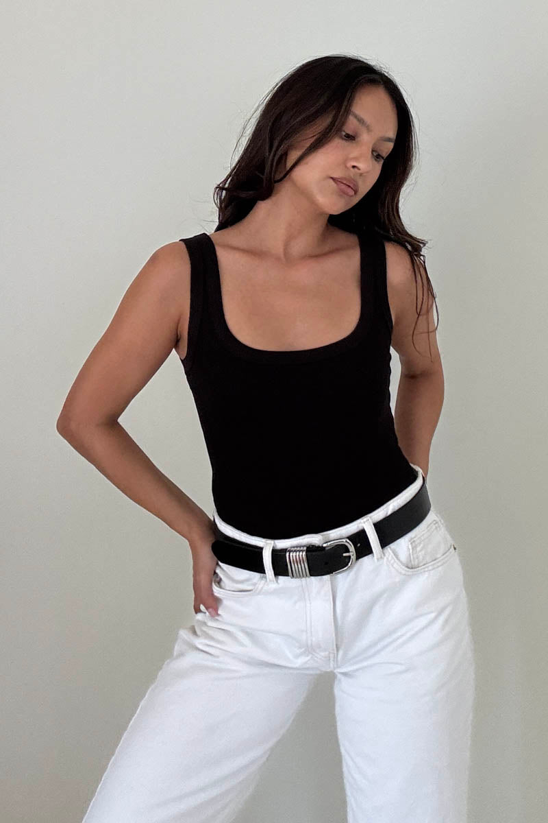 Soft Rib Scoop Neck Tank Bodysuit