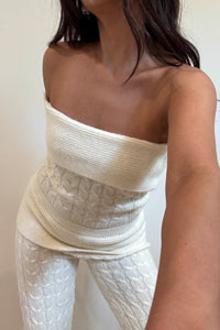 Knit Foldover Off Shoulder Top With Pants