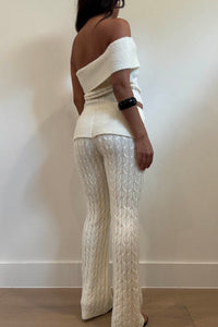 Knit Foldover Off Shoulder Top With Pants