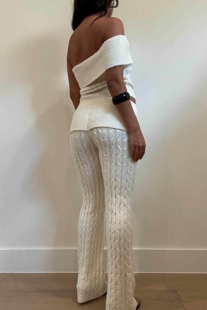 Knit Foldover Off Shoulder Top With Pants