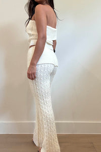 Knit Foldover Off Shoulder Top With Pants