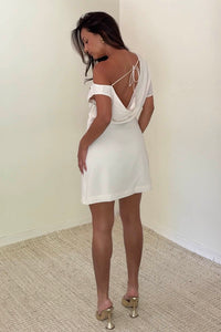 Asymmetric Cowl Back Mini Dress