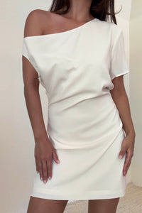 Asymmetric Cowl Back Mini Dress