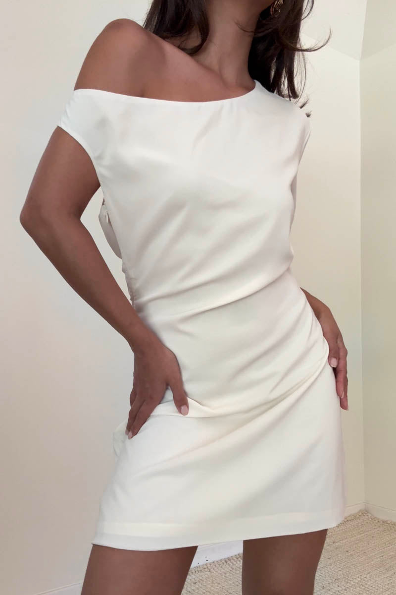 Asymmetric Cowl Back Mini Dress