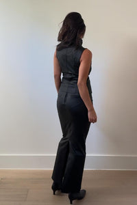 Wax Denim Zip-Front Top Maxi Skirt Set