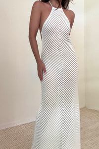 Knit Halter Neck Flare Maxi Dress