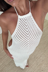 Knit Halter Neck Flare Maxi Dress