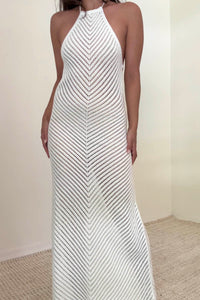 Knit Halter Neck Flare Maxi Dress
