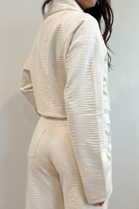 Snake Faux Leather Boxy Crop Jacket