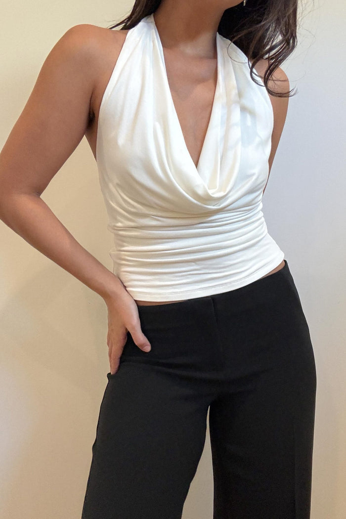 Deep Cowl Neck Halter Top