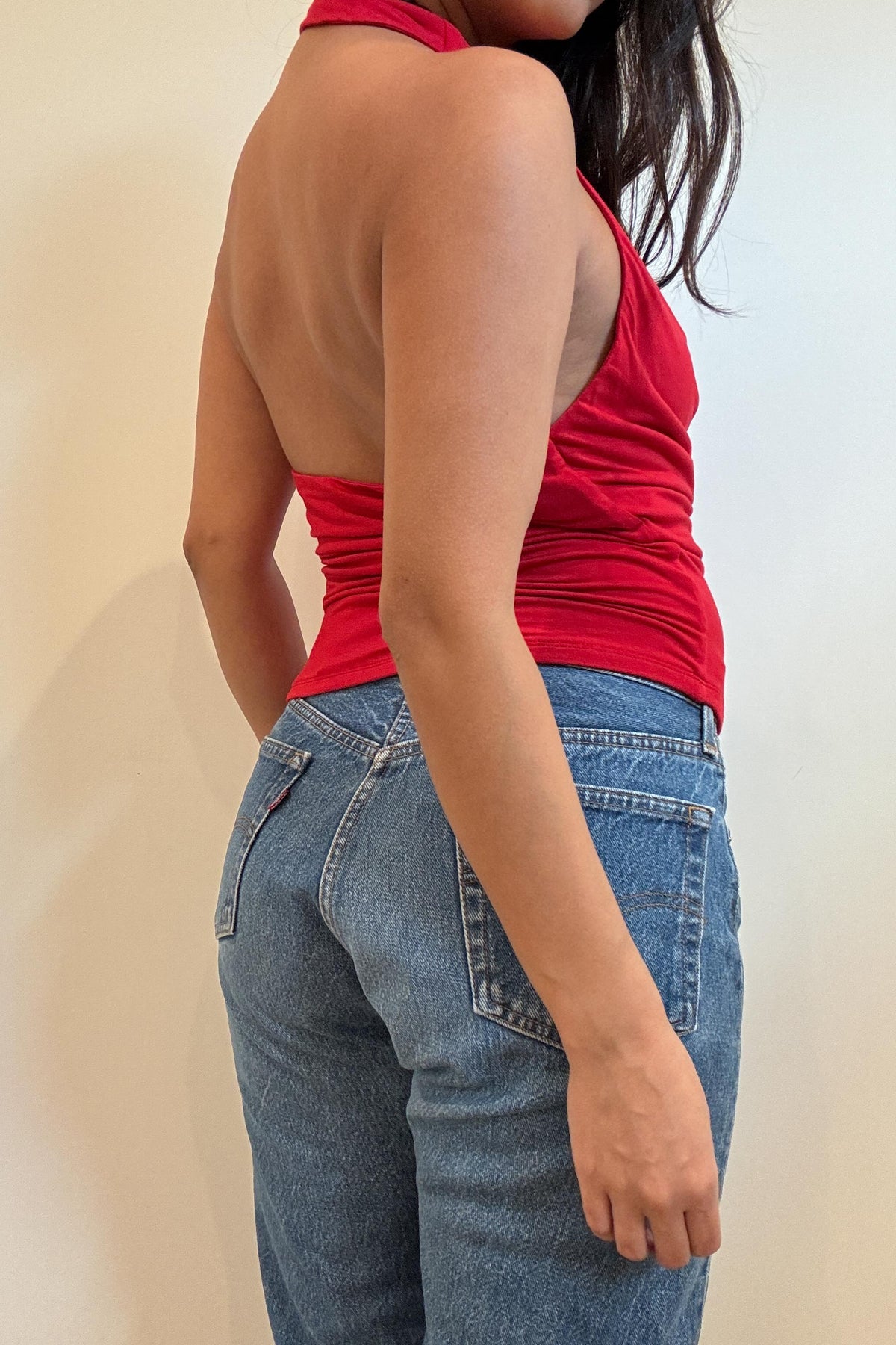 Deep Cowl Neck Halter Top