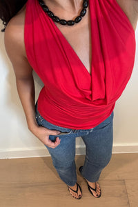 Deep Cowl Neck Halter Top