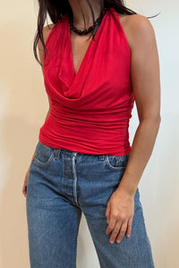Deep Cowl Neck Halter Top