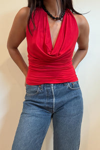 Deep Cowl Neck Halter Top