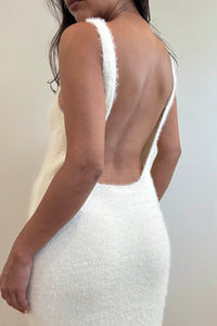 Fuzzy Knit Open Back Maxi Dress