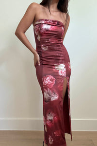 Floral Cowl Neck Bodycon Maxi Dress